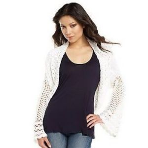 Rachel Zoe Luxe Scoop Neck Crochet  Sweater L